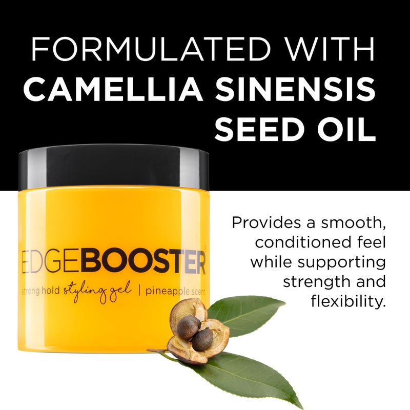 Style Factor EDGE BOOSTERÂ® Strong Hold Styling Gel | Alcohol-Free Hair Gel with Camellia Sinensis Seed Oil for Curly, Wavy & Sleek Styles | Frizz Control, Long-Lasting and Flexible Hold (16.9oz) - Image 3