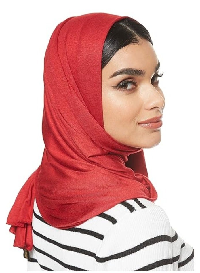 Jersey Stretch Shailah Hijab – Soft Chilly Red Islamic Headscarf and Shawl - Image 1