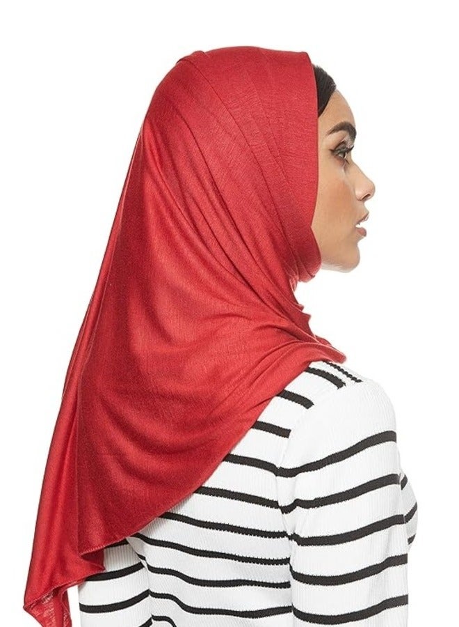 Jersey Stretch Shailah Hijab – Soft Chilly Red Islamic Headscarf and Shawl - Image 3