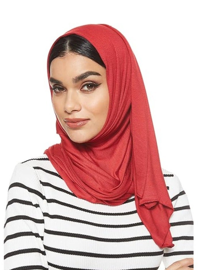 Jersey Stretch Shailah Hijab – Soft Chilly Red Islamic Headscarf and Shawl - Image 2