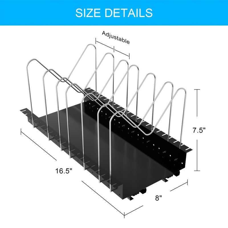 Golener Golener 4 Adjustable Dividers for Pull Out Pots and Pans Organizer - Optional Dividers for Sliding Lid Holder and Pan Rack in Kitchen  Slide Out Cabinet Organizer  Pot Lid  Bakeware and Pan Organizer  - Image 3