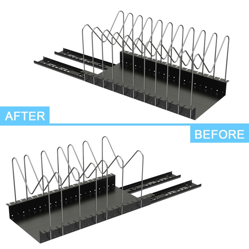 Golener Golener 4 Adjustable Dividers for Pull Out Pots and Pans Organizer - Optional Dividers for Sliding Lid Holder and Pan Rack in Kitchen  Slide Out Cabinet Organizer  Pot Lid  Bakeware and Pan Organizer  - Image 1
