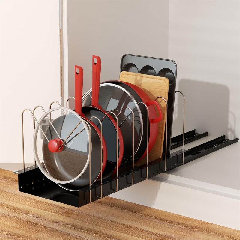 Golener Golener 4 Adjustable Dividers for Pull Out Pots and Pans Organizer - Optional Dividers for Sliding Lid Holder and Pan Rack in Kitchen  Slide Out Cabinet Organizer  Pot Lid  Bakeware and Pan Organizer  - Image 4