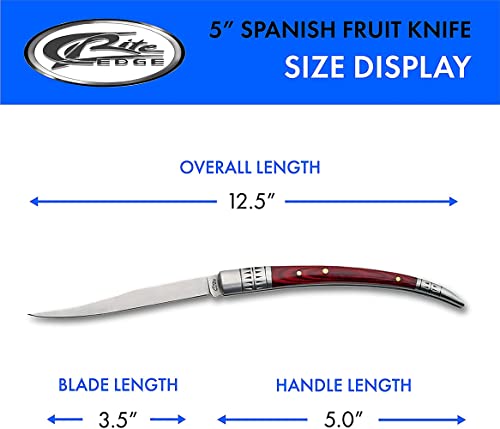 Rite Edge 5″ Spanish Folding Fruit Knife – Slim Pocket Knife with Stainless Steel Blade, Pakkawood Handle & Bolster for Peeling, Food Prep, Travel, and Everyday Carry (EDC) - Image 3