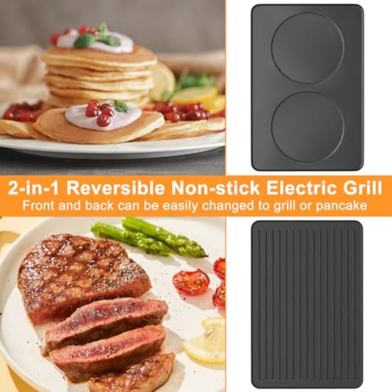 2 in 1 Electric Griddle Nonstick with 8 Cheese Pans, Indoor Grill BBQ Grill, Adjustable Temperature Control, Ideal for Family and Party Fun - Image 3