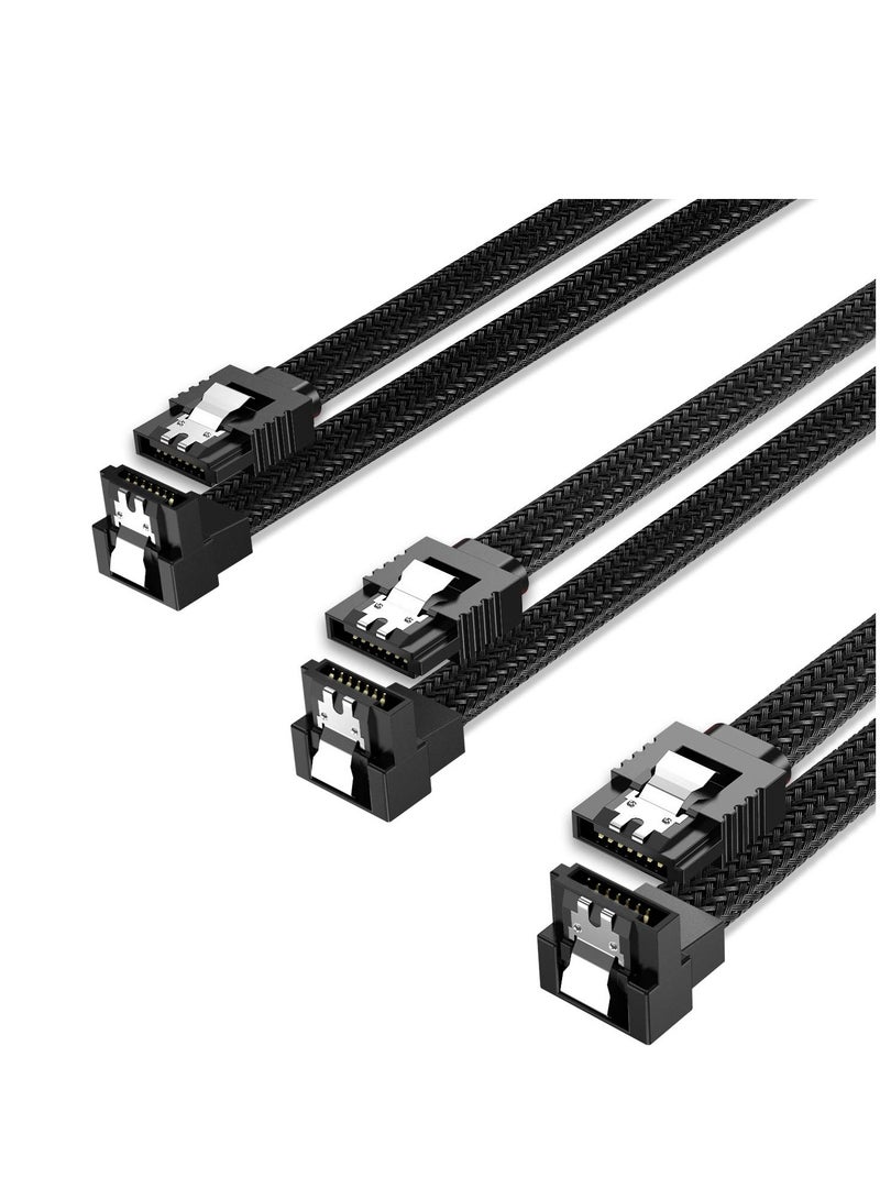 5 Pack 90 Degree Right Angle SATA Cable 6Gbps Data Transmission Locking Latch 50cm for HDD SSD CD Drive Black - Image 2