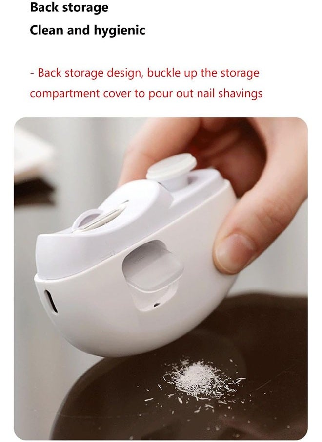 2 in 1 Electric Nail Clippers, Electric Polishing Automatic Nail Clippers Pro with Light Trimmer Nail Cutter Manicure for Baby Elderly Care Tools (White)  - Image 4