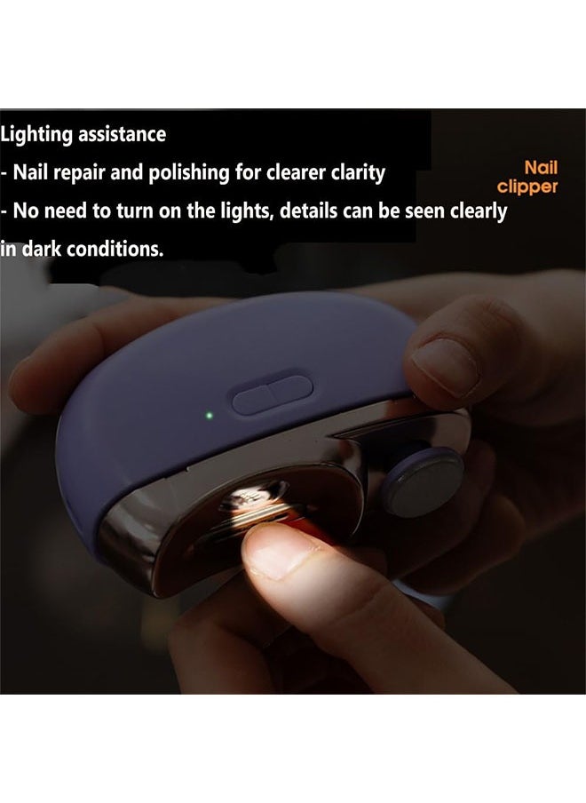 2 in 1 Electric Nail Clippers, Electric Polishing Automatic Nail Clippers Pro with Light Trimmer Nail Cutter Manicure for Baby Elderly Care Tools (White)  - Image 3