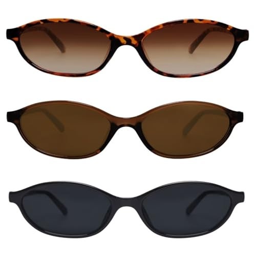 GUVIVI Retro Oval Sunglasses for Women Chic Cat Eye 90s Sunnies Lightweight Narrow Shades Trendy UV protection Sun Glasses - Image 1