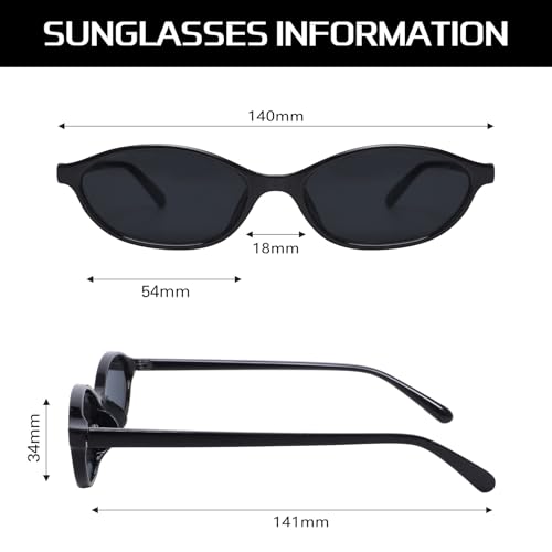 GUVIVI Retro Oval Sunglasses for Women Chic Cat Eye 90s Sunnies Lightweight Narrow Shades Trendy UV protection Sun Glasses - Image 4