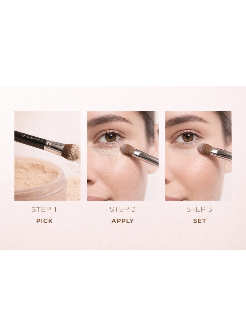 Precision Under Eye Setting Brush for Loose Powder, Small Makeup Brush for Concealer Setting, Flawless Crease-Free Finish - Image 4