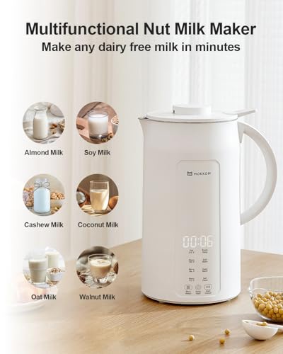 MOKKOM Nut Milk Maker, 42oz Automatic Almond Milk Machine for Homemade Plant-Based Milk, Oats, Soy, Dairy Free Beverages, Soy Milk Maker with Delay Start/Keep Warm/Self-Cleaning/Boiling, White - Image 4