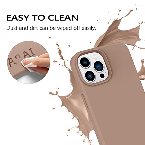 GUAGUA Compatible with iPhone 14 Pro Max Case 6.7 Inch Liquid Silicone Soft Gel Rubber Slim Microfiber Lining Cushion Texture Cover Shockproof Protective Case for iPhone 14 Pro Max, Brown - Image 2