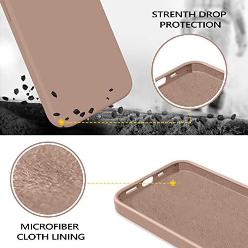 GUAGUA Compatible with iPhone 14 Pro Max Case 6.7 Inch Liquid Silicone Soft Gel Rubber Slim Microfiber Lining Cushion Texture Cover Shockproof Protective Case for iPhone 14 Pro Max, Brown - Image 3