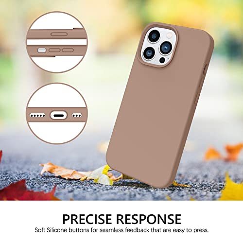 GUAGUA Compatible with iPhone 14 Pro Max Case 6.7 Inch Liquid Silicone Soft Gel Rubber Slim Microfiber Lining Cushion Texture Cover Shockproof Protective Case for iPhone 14 Pro Max, Brown - Image 4