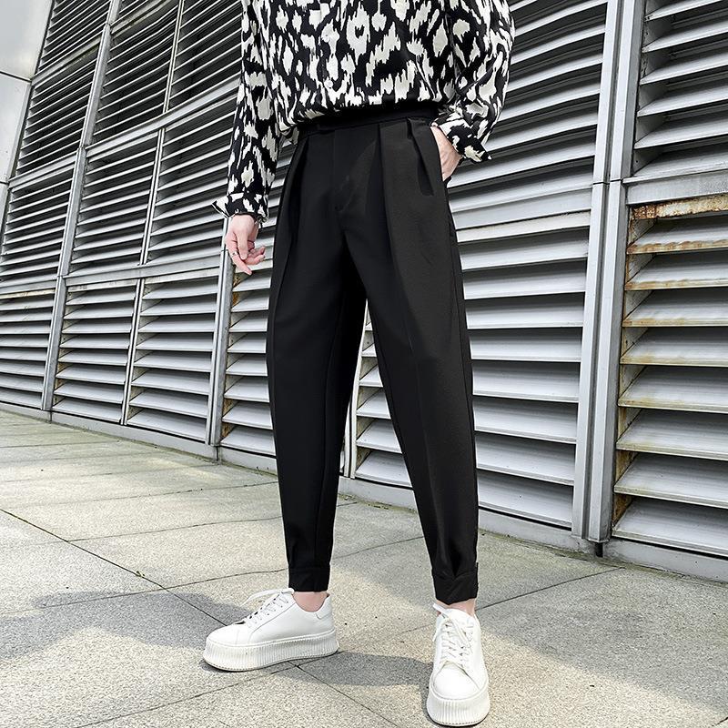 Men'S Jogger Cropped Pants Autumn Casual Loose Versatile Trendy Brand Boys' Magic Tape Drawstring Harem Pants Dress Pants Men - Image 5