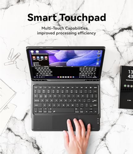 GreenLaw Case with Keyboard for Galaxy Tab S10 Lite/ S10 FE /S9 FE 5G 10.9 /S9 11 Inch, 7 Color Backlit Touchpad Keyboard with Pencil Holder, Magnetic Detachable, Black - Image 3
