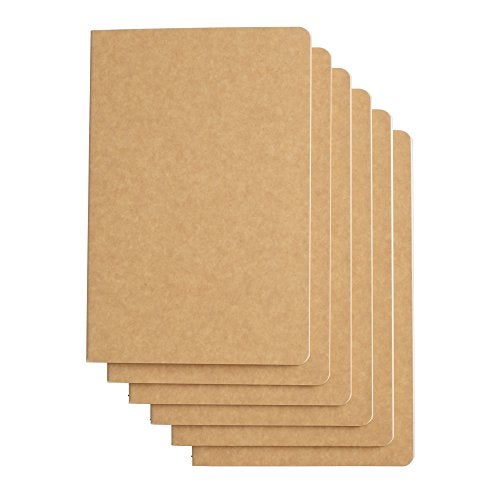 TWONE Travel Journal, 6 Pack Notebook Journal for Travelers Work School Writing Note Taking Kraft Brown Soft Cover A5 Notebooks 5.5” x 8.3”, 60 Square Grid Pages, 30 Sheets - Image 1