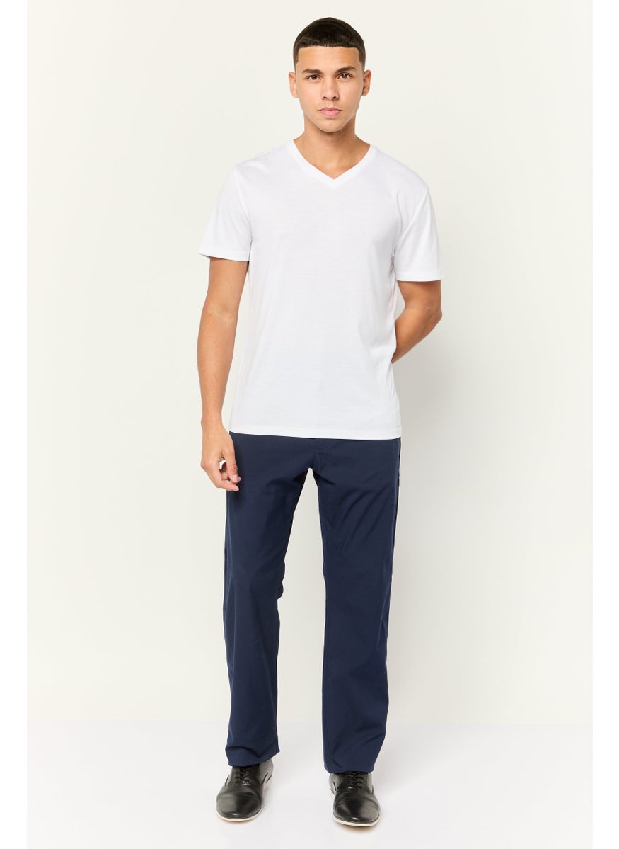 ESPRIT Men Regular Fit High Rise Straight Leg Stretchable Chino Pant, Navy  - Image 3
