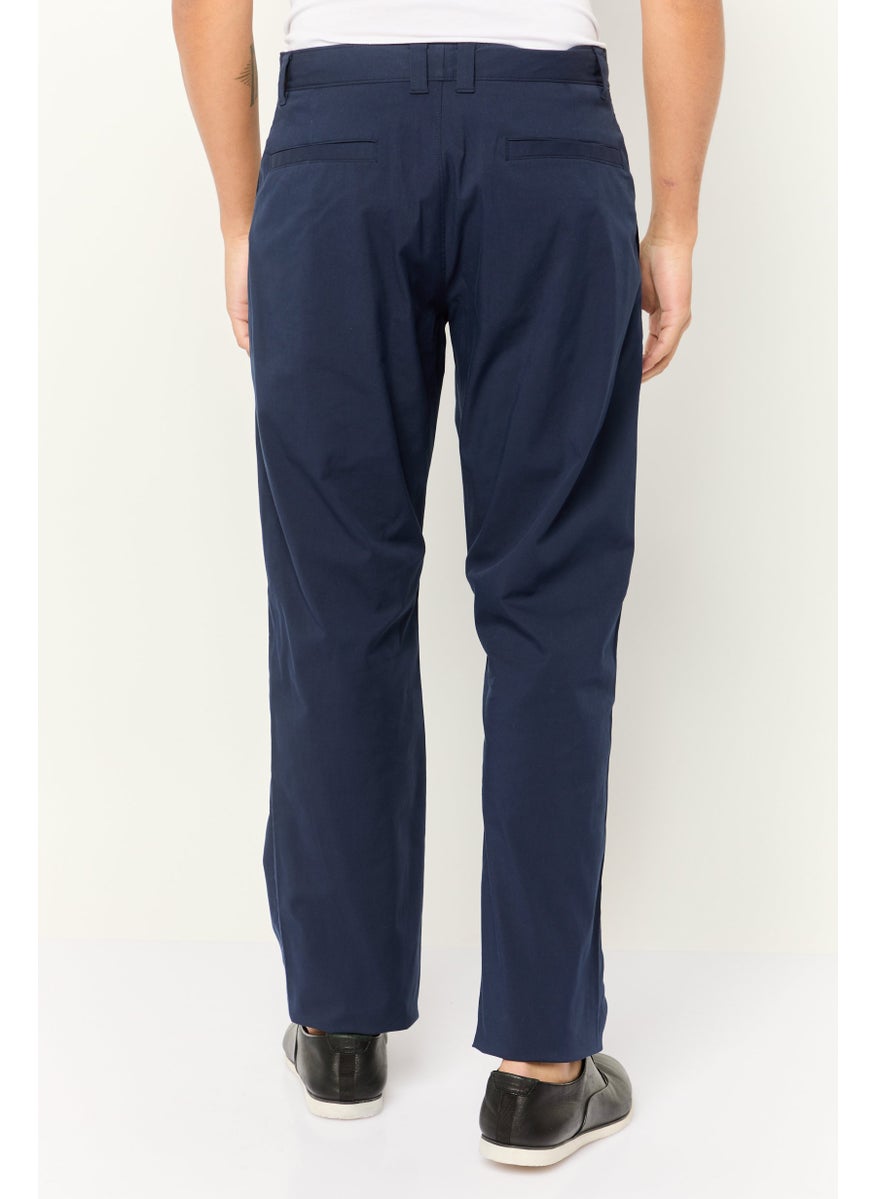 ESPRIT Men Regular Fit High Rise Straight Leg Stretchable Chino Pant, Navy  - Image 4