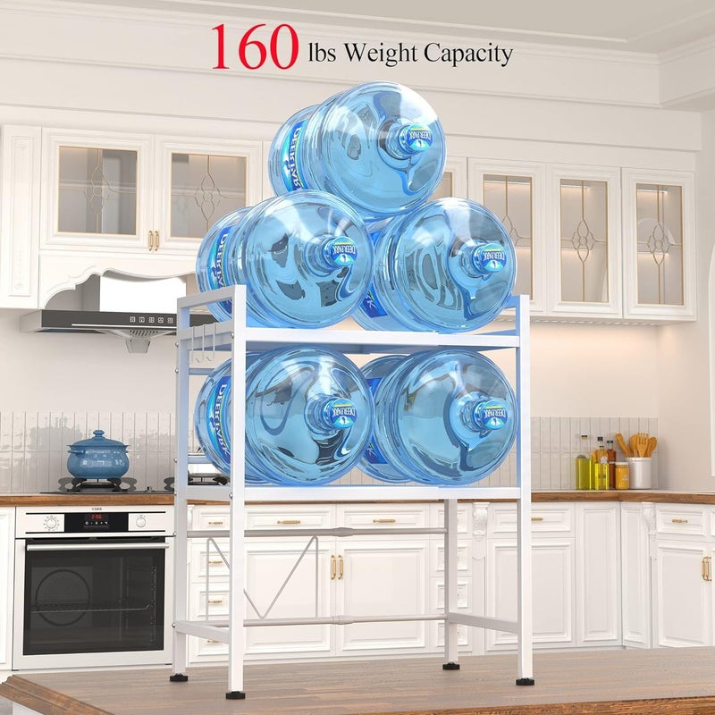 HOOKOR Microwave Stand Shelf countertop,3-Tier Expandable Microwave Oven Rack with Hooks,Kitchen Counter Top Organizer and storage, Height and Length Adjustable,100lb Weight Capacity(White) - Image 3