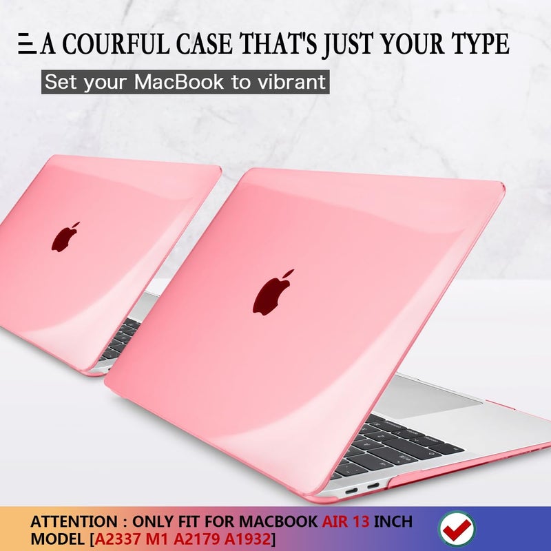 CISSOOK for MacBook Air 13 Inch Case Pink,Plastic Hard Shell Case with Keyboard Cover and Screen Protector for MacBook Air 13 2021-2018 Released A2337 M1 A2179 A1932 Model with Touch ID - Clear Pink - Image 3