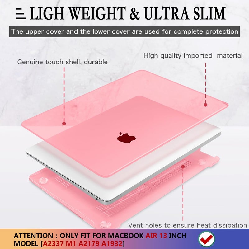 CISSOOK for MacBook Air 13 Inch Case Pink,Plastic Hard Shell Case with Keyboard Cover and Screen Protector for MacBook Air 13 2021-2018 Released A2337 M1 A2179 A1932 Model with Touch ID - Clear Pink - Image 4