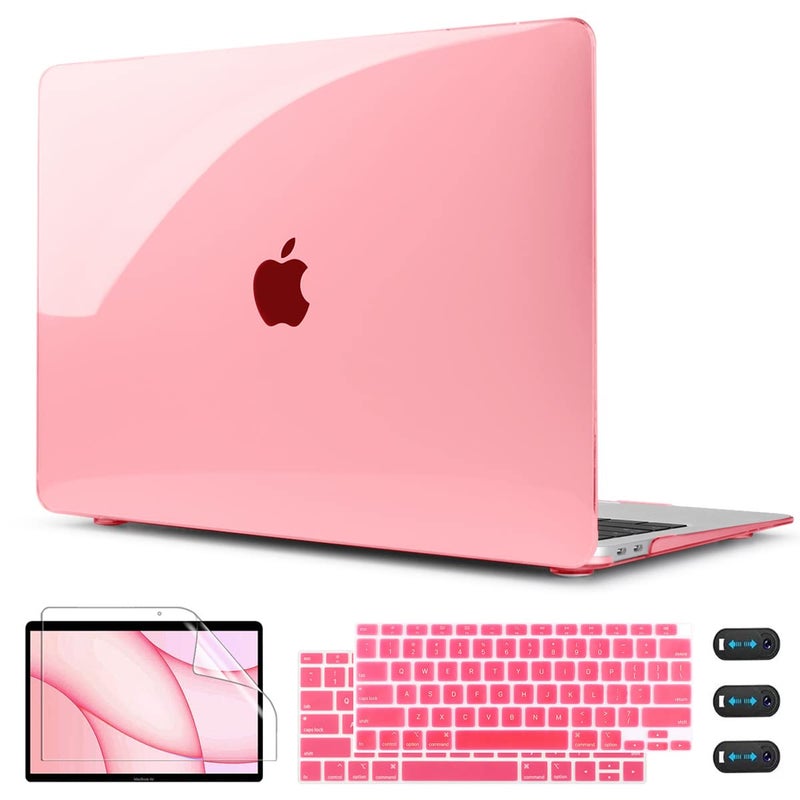 CISSOOK for MacBook Air 13 Inch Case Pink,Plastic Hard Shell Case with Keyboard Cover and Screen Protector for MacBook Air 13 2021-2018 Released A2337 M1 A2179 A1932 Model with Touch ID - Clear Pink - Image 1