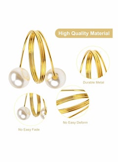 SYOSI Set of 12 Gold Pearl Napkin Rings, Upgrade Sturdy Metal Napkin Rings Holder Pearl Design Napkin Ring for Wedding Dinning Table Decoration Setting  - Image 4