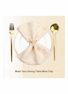SYOSI Set of 12 Gold Pearl Napkin Rings, Upgrade Sturdy Metal Napkin Rings Holder Pearl Design Napkin Ring for Wedding Dinning Table Decoration Setting  - Image 5