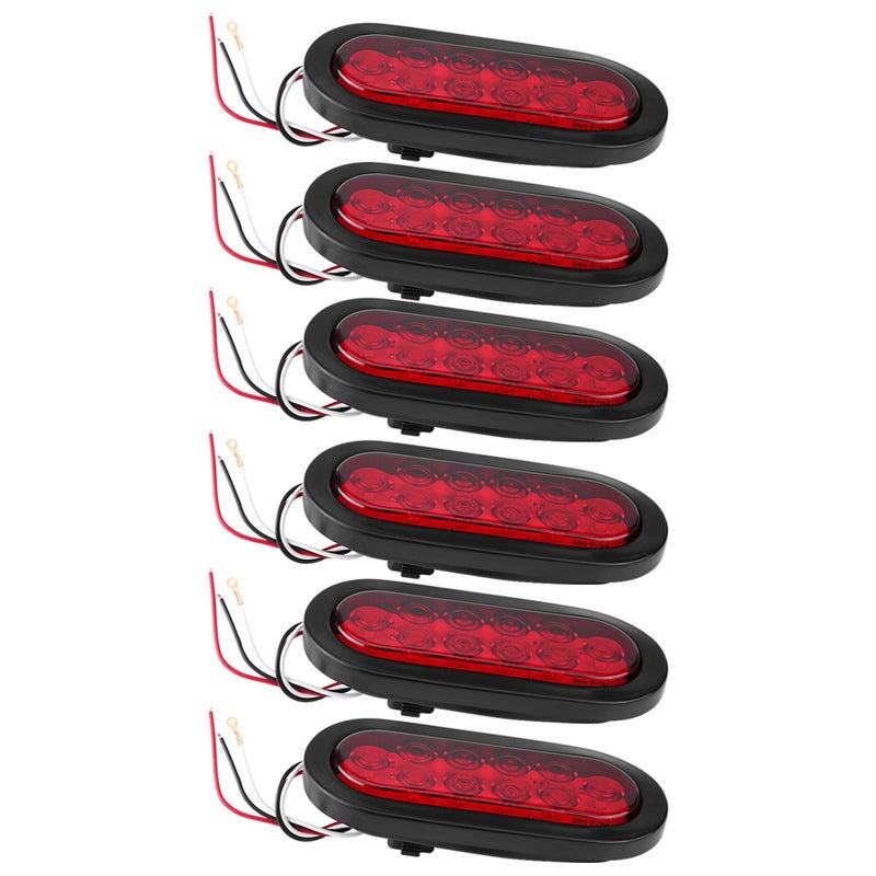 أضواء مقطورة LED: 6 قطع بأغلفة بوليكربونيت حمراء وسوداء - عالية السطاعة ومقاومة للماء والاهتزاز للقطع المركبة والشاحنات والشاحنات الخفيفة - Image 4