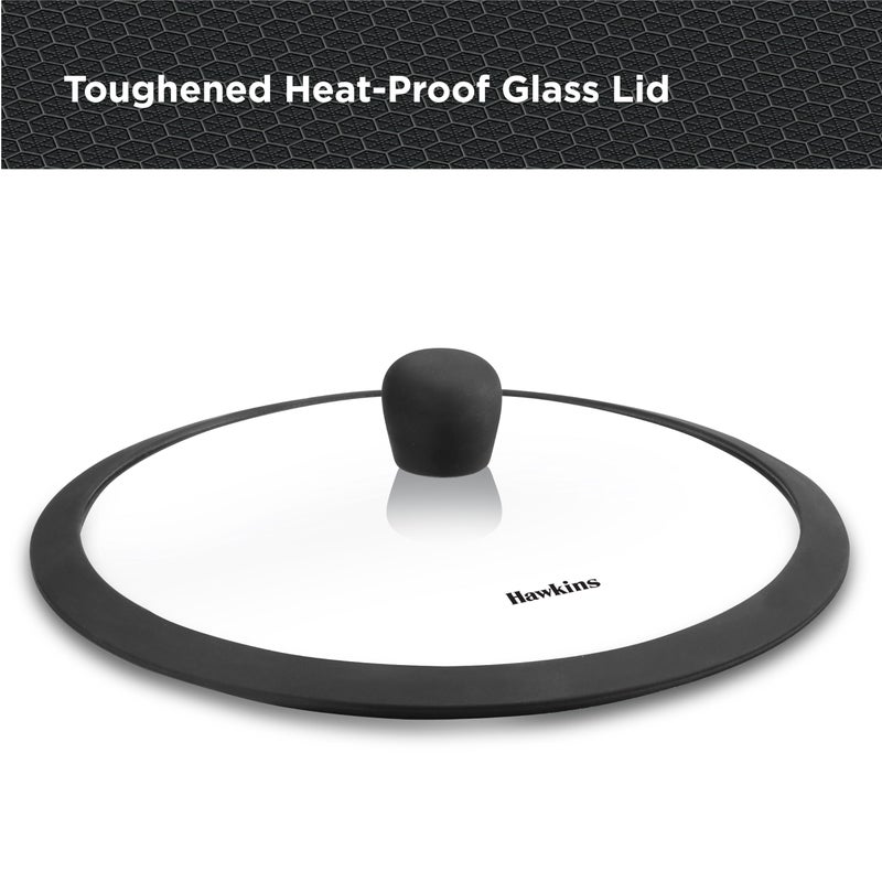 Hawkins بان هافكينز 1.25 لتر للإفطار، غير لاصق من الفولاذ المقاوم للصدأ ثلاثي الطبقات مع غطاء زجاجي، بان شتي، أبا باترا، قلاية صغيرة ذات قاع دائري على شكل خلية نحل، سيلر (NSA125G) - Image 4