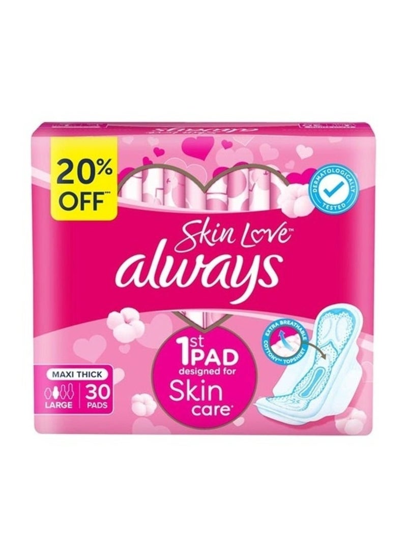 Always Skin Love Always 1st Pad Designed for Skin Care Extra Breathable Cottony Top Sheet 30 Pads Large  - Image 2
