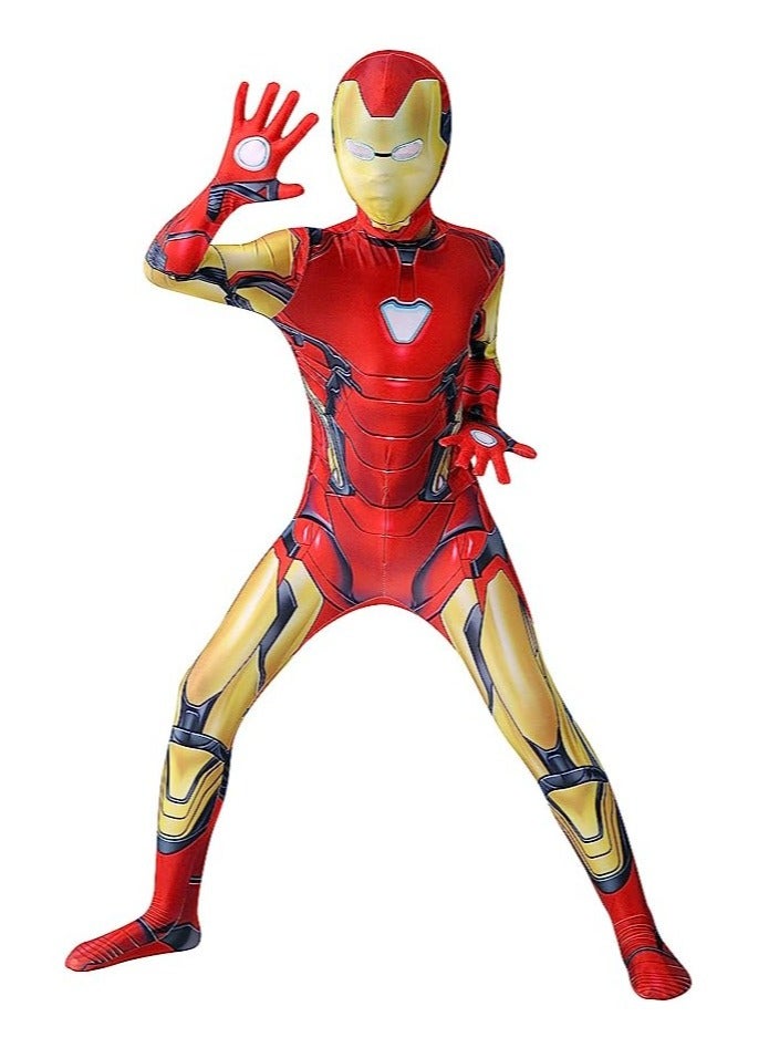 3D Style Iron Man Costume Bodysuit Cosplay Jumpsuit, Spandex Jumpsuit with Printed Design, Iron Man Cosplay Costumes for Kids - Image 2