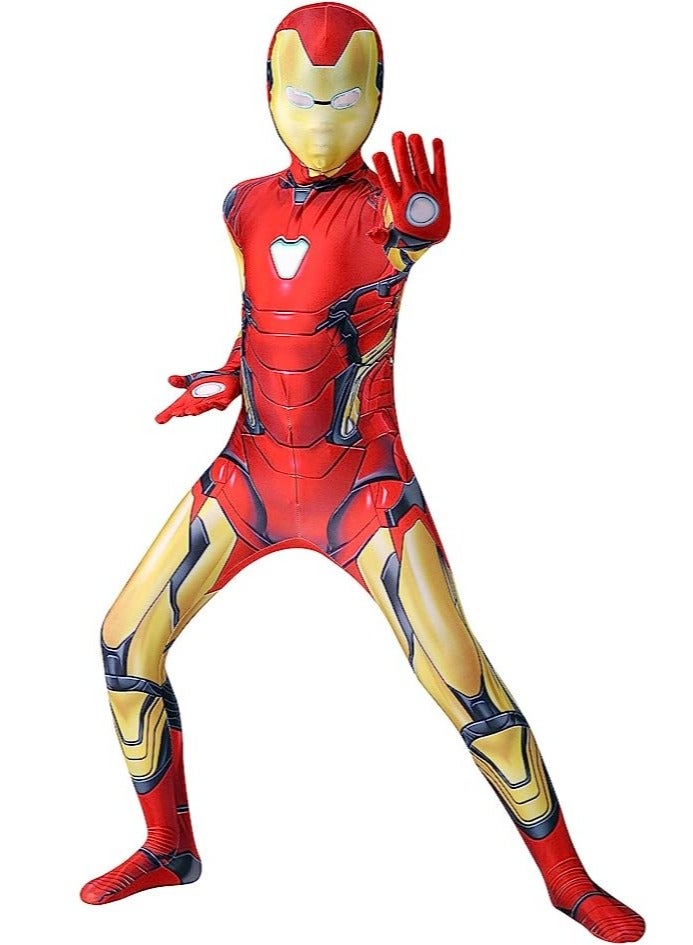3D Style Iron Man Costume Bodysuit Cosplay Jumpsuit, Spandex Jumpsuit with Printed Design, Iron Man Cosplay Costumes for Kids - Image 1