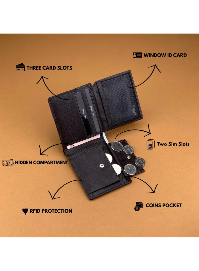 Classic Milano Brown Black (CMGT-14) Classic Milano Men’s Wallet – Slim Bifold Leather Wallet for Men with RFID Blocking – Credit Card Holder & Card Wallet – Stylish Mens Purse – Gift for Husband, Father & Men for Men | Best Price UAE