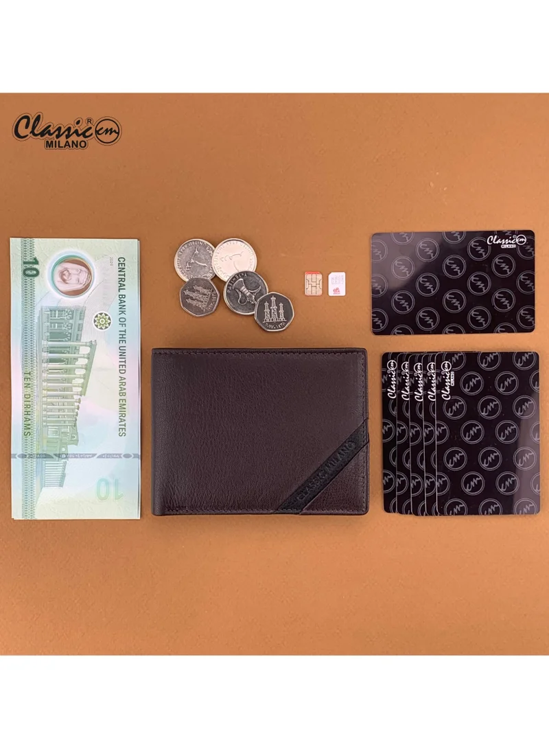 Classic Milano Brown Black (CMGT-14) Classic Milano Men’s Wallet – Slim Bifold Leather Wallet for Men with RFID Blocking – Credit Card Holder & Card Wallet – Stylish Mens Purse – Gift for Husband, Father & Men for Men | Best Price UAE