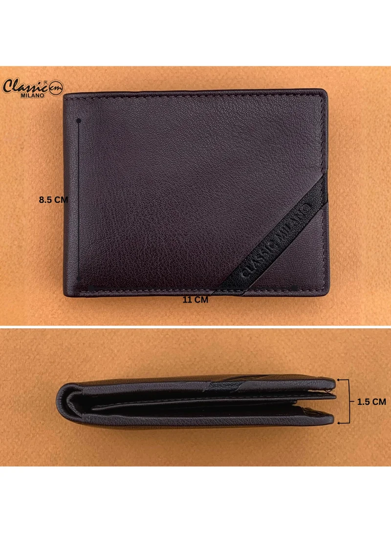 Classic Milano Brown Black (CMGT-14) Classic Milano Men’s Wallet – Slim Bifold Leather Wallet for Men with RFID Blocking – Credit Card Holder & Card Wallet – Stylish Mens Purse – Gift for Husband, Father & Men for Men | Best Price UAE
