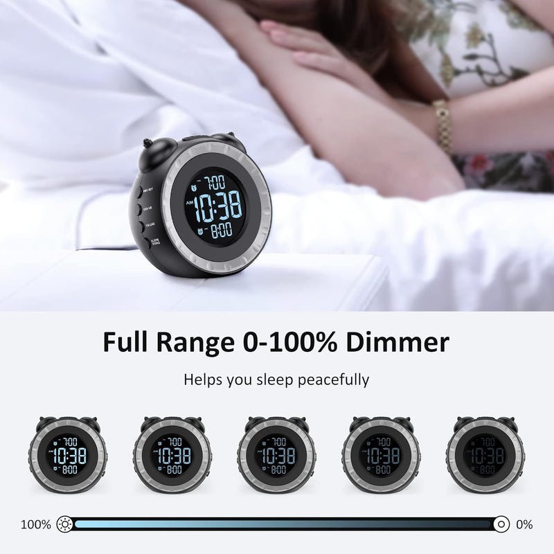 uscce Loud Dual Alarm Clock with Bed Shaker - Vibrating Alarm Clock for Heavy Sleepers, USB Charging Port, Snooze, Battery Backup - Image 3