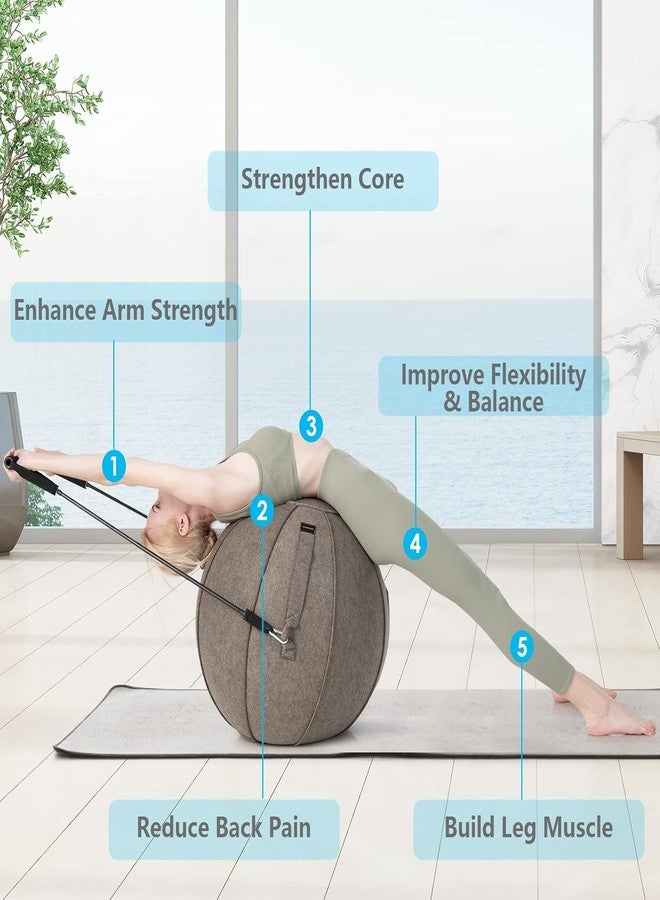 LOOKMINT Yoga Ball Chair, Exercise Ball Chair with Felt Cover, Sitting Ball for Office with Resistance Bands & Pump, Stability Balance Ball Chair for Pilates, Pregnancy, Physical Therapy - Image 5