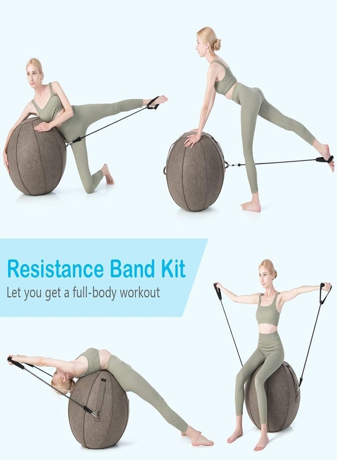 LOOKMINT Yoga Ball Chair, Exercise Ball Chair with Felt Cover, Sitting Ball for Office with Resistance Bands & Pump, Stability Balance Ball Chair for Pilates, Pregnancy, Physical Therapy - Image 2
