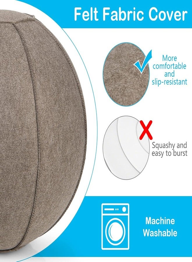 LOOKMINT Yoga Ball Chair, Exercise Ball Chair with Felt Cover, Sitting Ball for Office with Resistance Bands & Pump, Stability Balance Ball Chair for Pilates, Pregnancy, Physical Therapy - Image 3