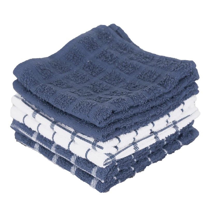 Ritz 100 Terry Cotton Highly Absorbent Dish Cloth Set 12 x 12 6Pack Federal Blue