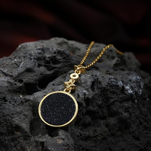 SLOONG 925 Sterling Silver Blue Sandstone Moon Phase Necklace 18K Gold Plated Necklace Birthday Gift for Women Girlfriend - Image 5