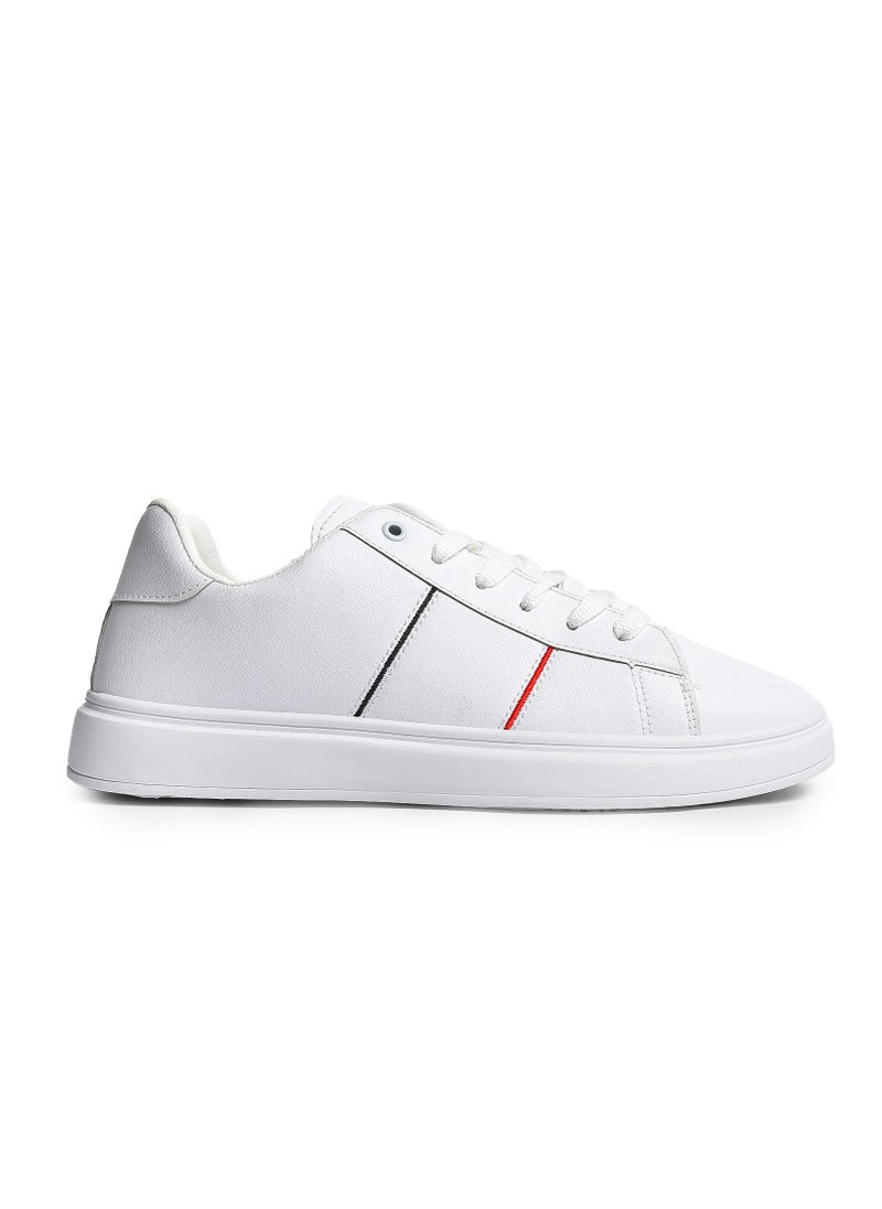 Desert Men's Fashion Leather Flat Sneakers With Bold Side Color Design  - Image 1