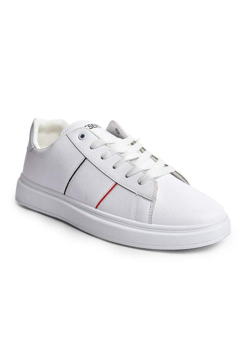 Desert Men's Fashion Leather Flat Sneakers With Bold Side Color Design  - Image 2