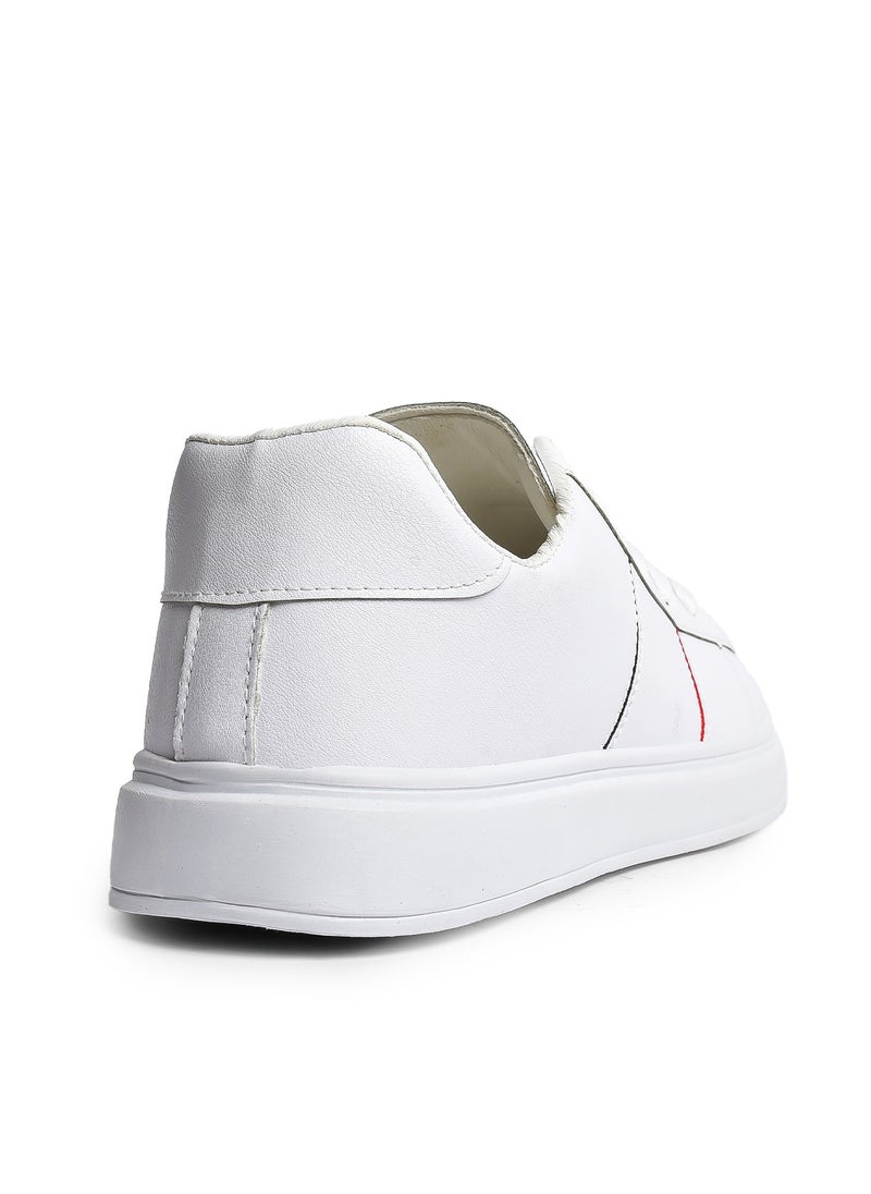 Desert Men's Fashion Leather Flat Sneakers With Bold Side Color Design  - Image 4