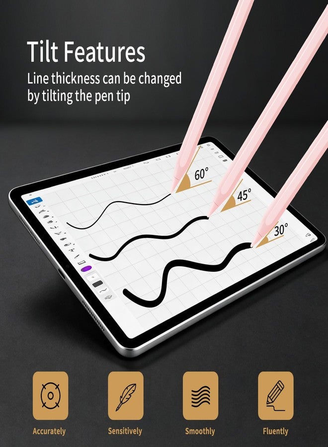 ايفاتش قلم إيفاتش ستايلس لأجهزة آيباد من الجيل السادس إلى الحادي عشر - متوافق مع أجهزة آيباد برو 11/12.9/M4/M5 (2018-2025)، وآيباد آير 3/4/5/M2/M3، وآيباد ميني 6/5، دقة بكسل مثالية، خاصية رفض راحة اليد، لون وردي - Image 3