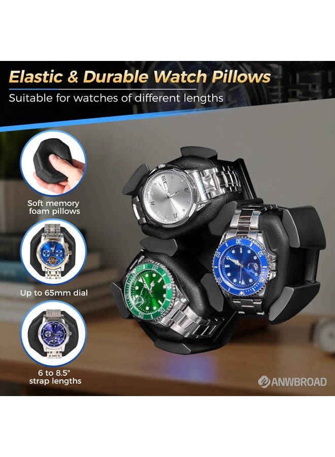 ANWBROAD Watch Winder for Automatic Watch 3 Watch Rotator with LED and 4 Rotating Modes Wooden Automatic Watch Winder Super Quiet Japanese Motor Memory Foam Pillows with Adapter Gift for Man UJWW013M - Image 5