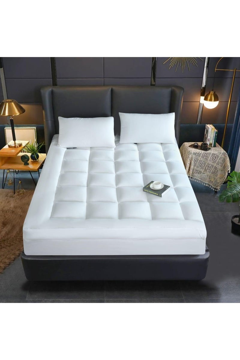 Dibaj Soft Microfiber Mattress Topper 14cm Thick with Deep 35cm Skirt – 180×200cm Large Bed Pad for Comfort, Stability, and Mattress Protection - Image 2